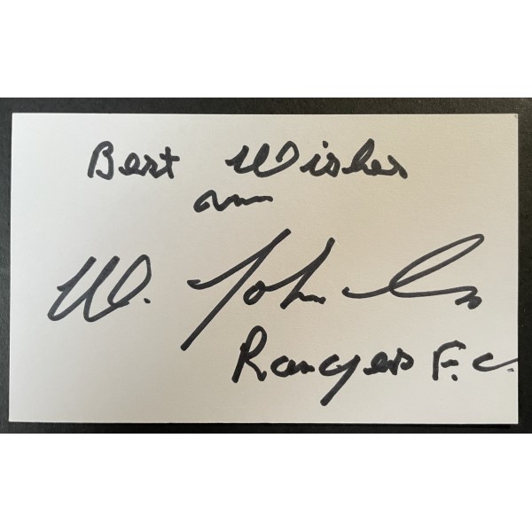 Willie Johnston Signed Autograph White Index Card Rangers West Brom Football COA