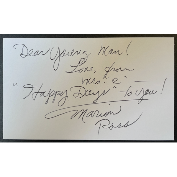 Marion Ross Signed Autograph White Index Card Happy Days TV Inscription COA Marion Ross Signed Autograph White Index Card Happy Days TV Inscription COA