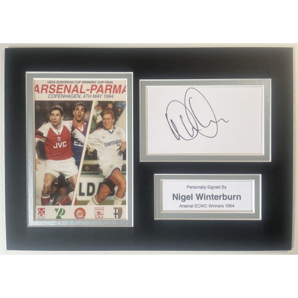 Nigel Winterburn Signed Autograph A4 photo display Arsenal ECWC 1994 Football