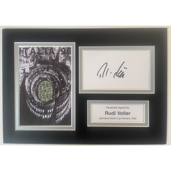 Rudi Voller Signed Autograph A4 photo display Germany World Cup 1990 Football Perfect Gift Memorabilia	