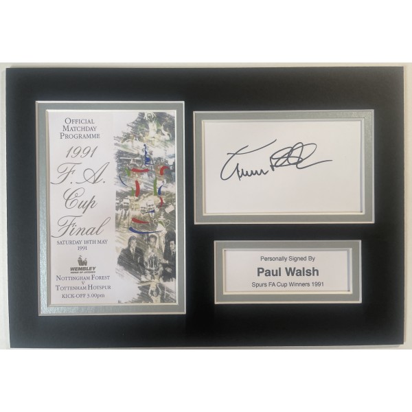Paul Walsh Signed Autograph A4 photo display Spurs FA Cup Final 1991 Football Perfect Gift Memorabilia	