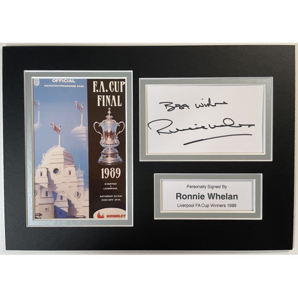 Ronnie Whelan Signed Autograph A4 photo display Liverpool FA Cup Final 1989 Perfect Gift Memorabilia	