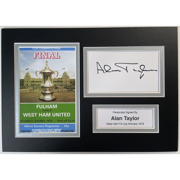 Alan Taylor Signed Autograph A4 photo display West Ham Utd FA Cup Final 1975 COA Perfect Gift Memorabilia	