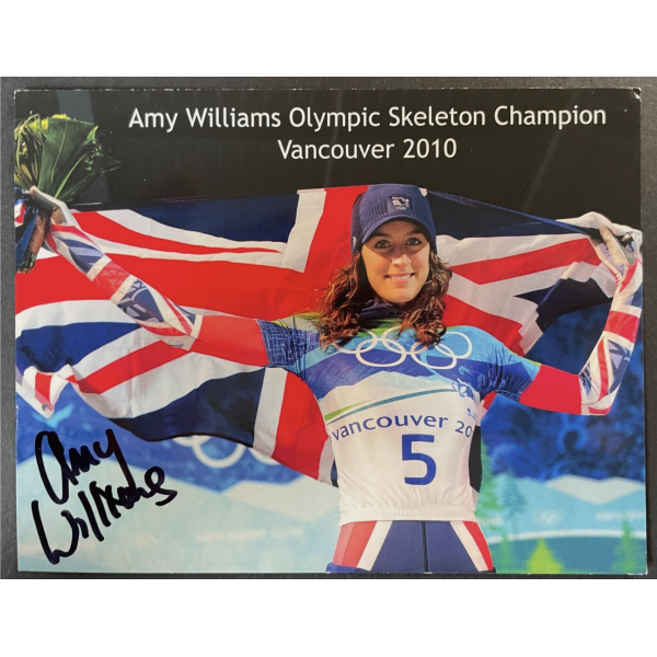 Amy Williams Signed Autograph Official 6x4 Photo Card Olympics Skeleton & COA Perfect Gift Memorabilia Amy Williams Signed Autograph Official 6x4 Photo Card Olympics Skeleton & COA Perfect Gift Memorabilia