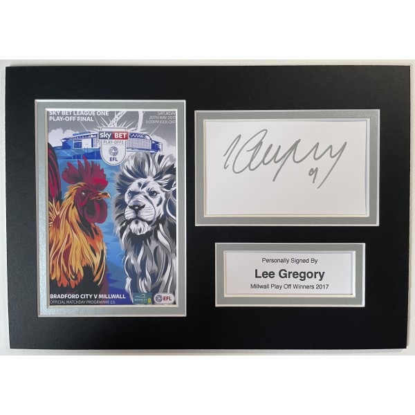 Lee Gregory Signed Autograph A4 photo display Millwall Play Off Winners 2017 COA Perfect Gift Memorabilia	