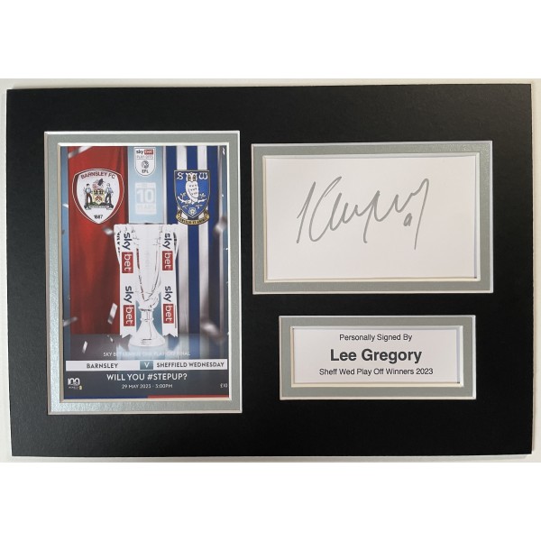 Lee Gregory Signed Autograph A4 photo display Sheffield Wed Play Off Winner 2023 Perfect Gift Memorabilia	