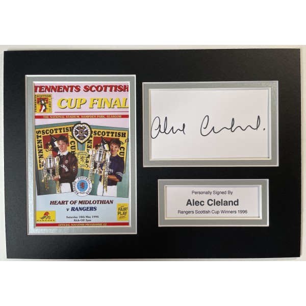 Alec Cleland Signed Autograph A4 photo display Rangers Scottish Cup Winners 1996 Perfect Gift Memorabilia	