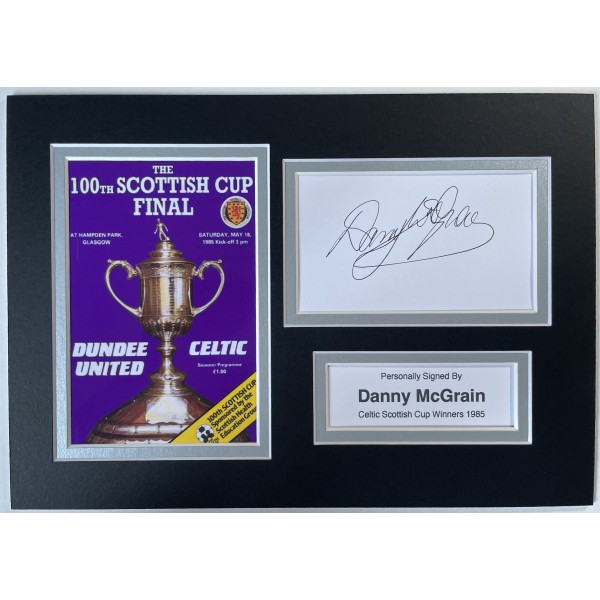 Danny McGrain Signed Autograph photo display Celtic Scottish Cup Winners 1985 Perfect Gift Memorabilia	