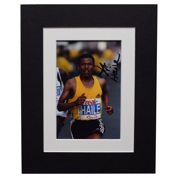 Haille Gebrselassie Signed Autograph 10x8 photo display Marathon Athletics COA Perfect Gift Memorabilia		