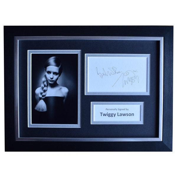 Twiggy Lawson Signed A4 Framed Autograph Photo Display Fashion Model AFTAL COA Perfect Gift Memorabilia	