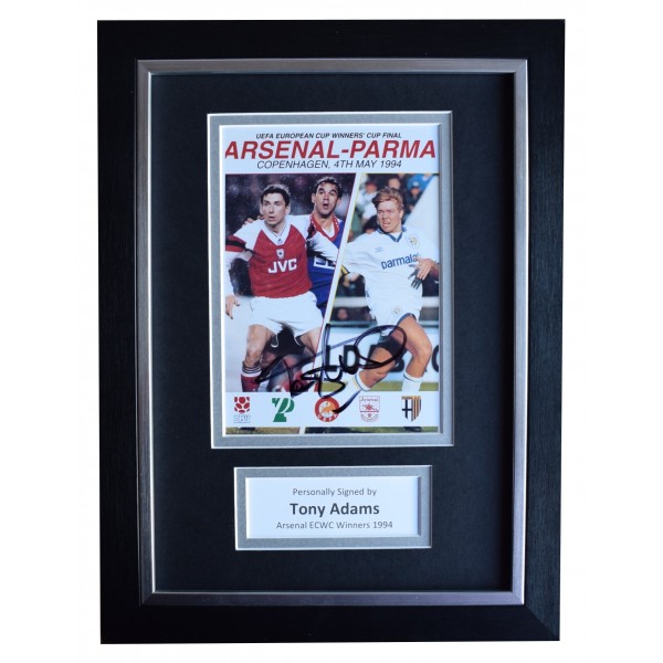 Tony Adams Signed A4 Framed Autograph Photo Display Arsenal ECWC 1994 Final COA Perfect Gift Memorabilia		