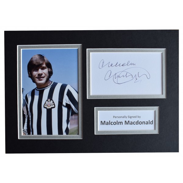 Malcolm Macdonald Signed Autograph A4 photo display Newcastle United AFTAL COA Perfect Gift Memorabilia