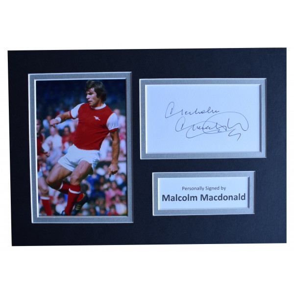 Malcolm Macdonald Signed Autograph A4 photo display Arsenal Football AFTAL COA Perfect Gift Memorabilia