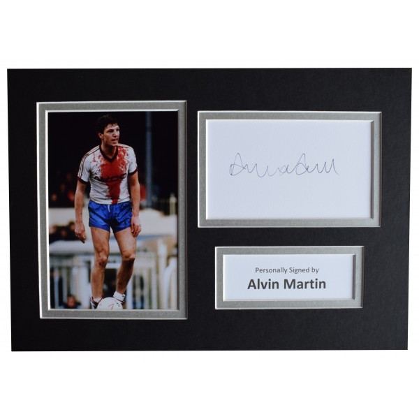Alvin Martin Signed Autograph A4 photo display West Ham Utd Football AFTAL COA Perfect Gift Memorabilia		