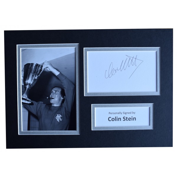 Colin Stein Signed Autograph A4 photo display Rangers Football AFTAL & COA Perfect Gift Memorabilia