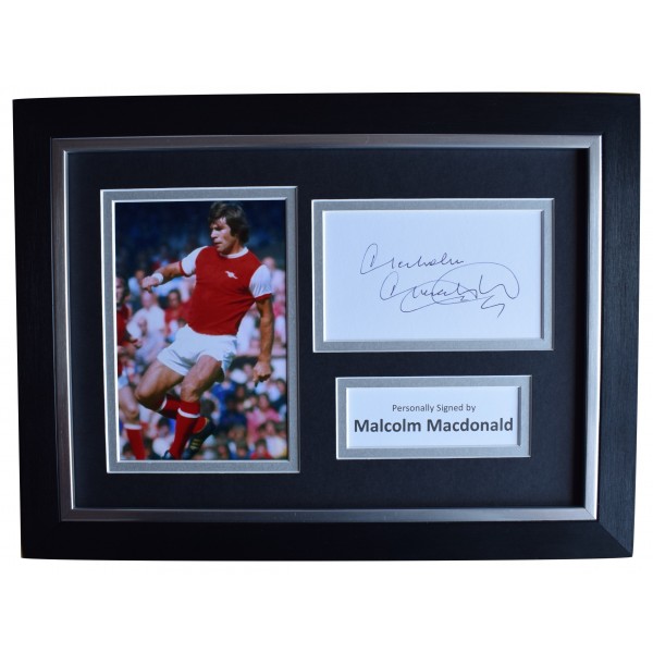 Malcolm Macdonald Signed A4 Framed Autograph Photo Arsenal Football AFTAL COA Perfect Gift Memorabilia