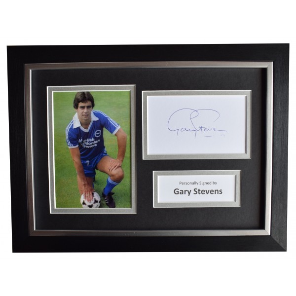 Gary Stevens Signed A4 Framed Autograph Photo Brighton Hove Albion AFTAL  Perfect Gift Memorabilia