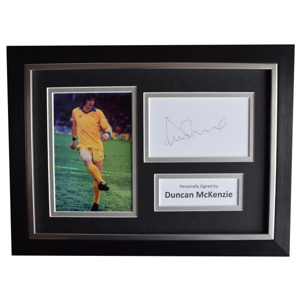 Duncan McKenzie Signed A4 Framed Autograph Photo Everton Football AFTAL COA Perfect Gift Memorabilia	