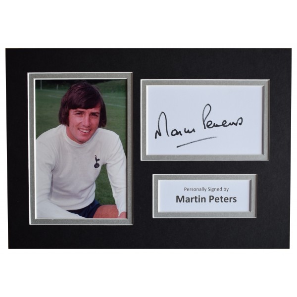 Martin Peters Signed Autograph A4 photo display Tottenham Hotspur Football COA Perfect Gift Memorabilia		
