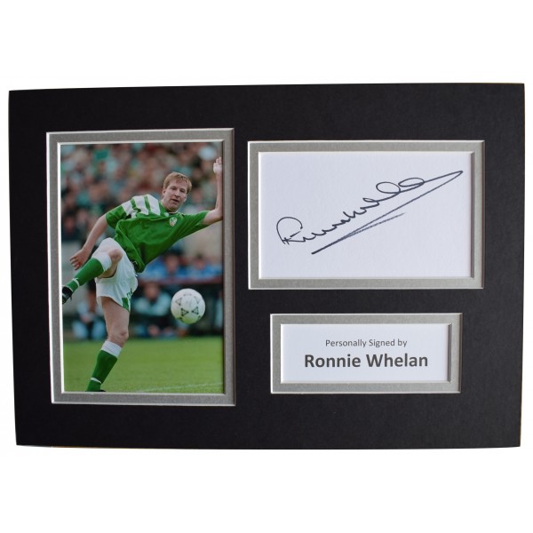 Ronnie Whelan Signed Autograph A4 photo display Ireland Football AFTAL COA Perfect Gift Memorabilia	