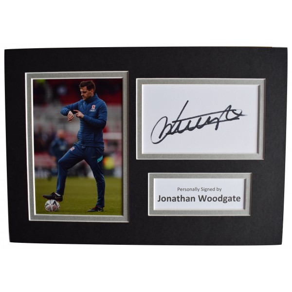 Jonathan Woodgate Signed Autograph A4 photo display Middlesbrough Football COA  Perfect Gift Memorabilia	
