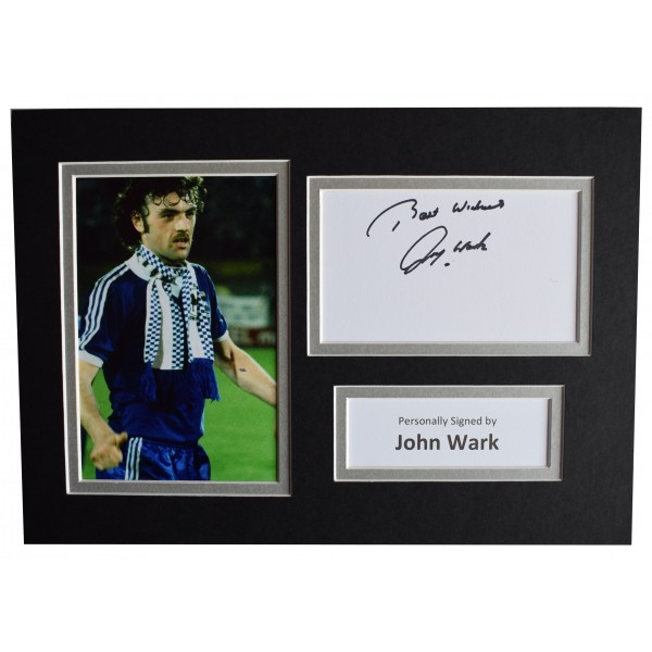 John Wark Signed Autograph A4 photo display Ipswich Town Football AFTAL COA Perfect Gift Memorabilia		