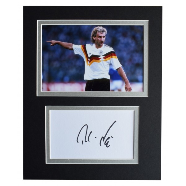 Rudi Voller Signed Autograph 10x8 photo mount display Germany Football AFTAL COA Perfect Gift Memorabilia	