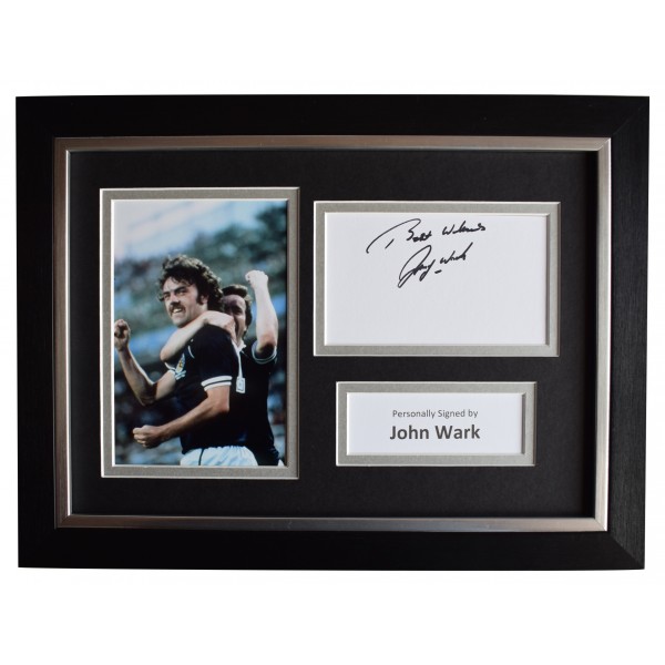 John Wark Signed A4 Framed Autograph Photo Scotland Football AFTAL COA Perfect Gift Memorabilia	