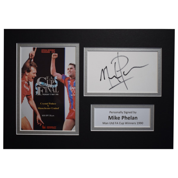 Mike Phelan Signed Autograph A4 photo mount Man Utd FA Cup Winner 1990 Perfect Gift Memorabilia	