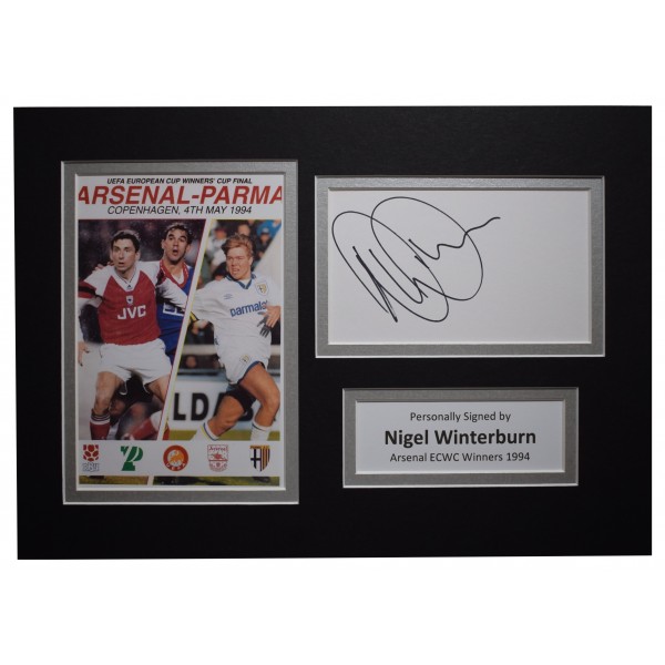 Nigel Winterburn Signed Autograph A4 photo display Arsenal ECWC Winners 1994 Perfect Gift Memorabilia	