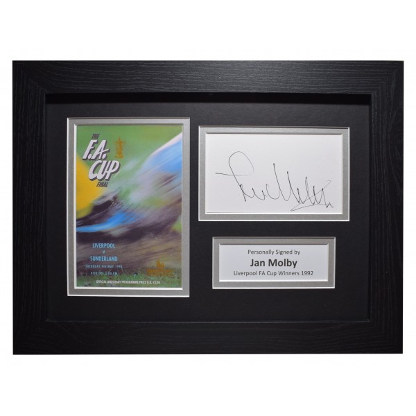 Jan Molby Signed A4 Framed Autograph Photo Display Liverpool FA Cup 1992 COA Perfect Gift Memorabilia	