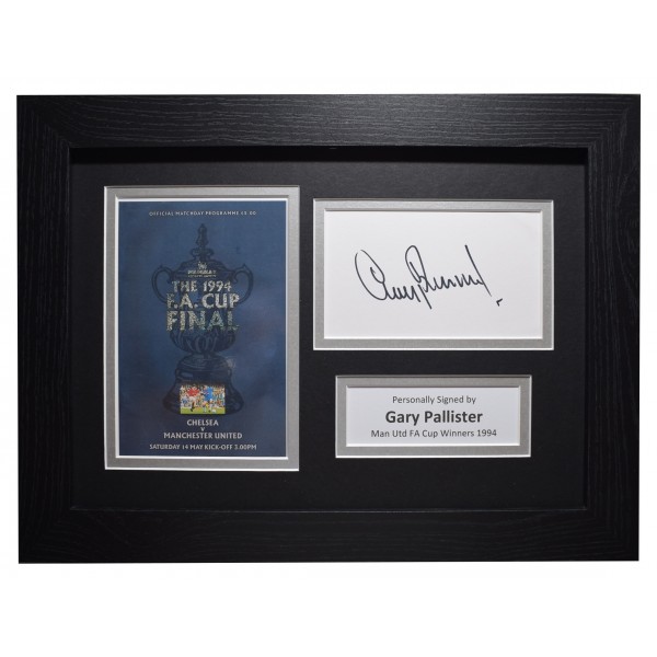 Gary Pallister Signed A4 Framed Autograph Photo Display Man Utd FA Cup 1994 Perfect Gift Memorabilia	