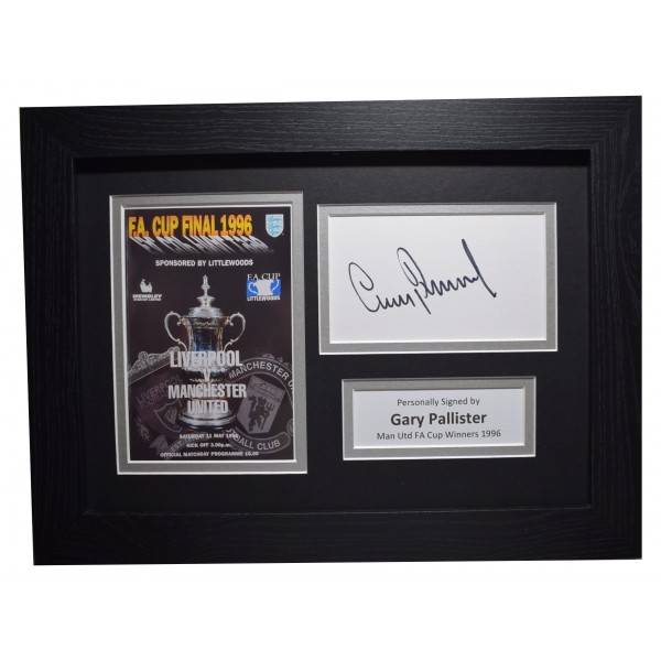Gary Pallister Signed A4 Framed Autograph Photo Display Man Utd FA Cup 1996 Perfect Gift Memorabilia	