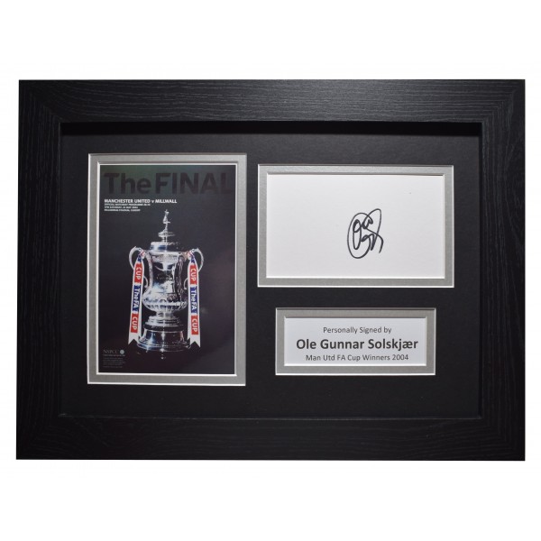 Ole Gunnar Solskjaer Signed A4 Framed Autograph Photo Man Utd FA Cup 2004 Perfect Gift Memorabilia	
