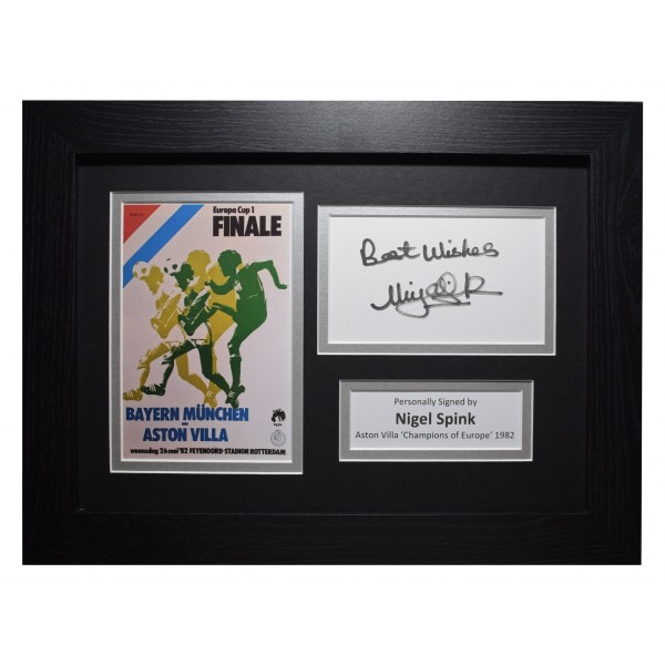 Nigel Spink Signed A4 Framed Autograph Photo Display Aston Villa European Cup 82 Perfect Gift Memorabilia	
