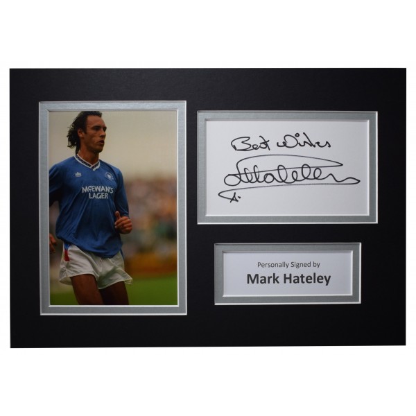 Mark Hateley Signed Autograph A4 photo display Rangers Football AFTAL COA Perfect Gift Memorabilia