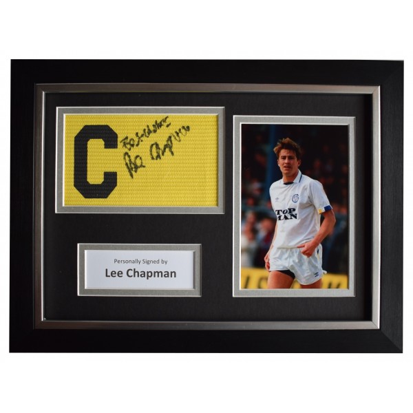 Lee Chapman Signed Framed Captains Armband photo A4 display Leeds Football  Perfect Gift Memorabilia