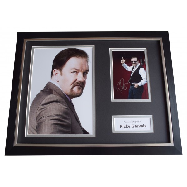 Ricky Gervais Signed Framed Photo Autograph 16x12 display The Office TV COA Perfect Gift Memorabilia