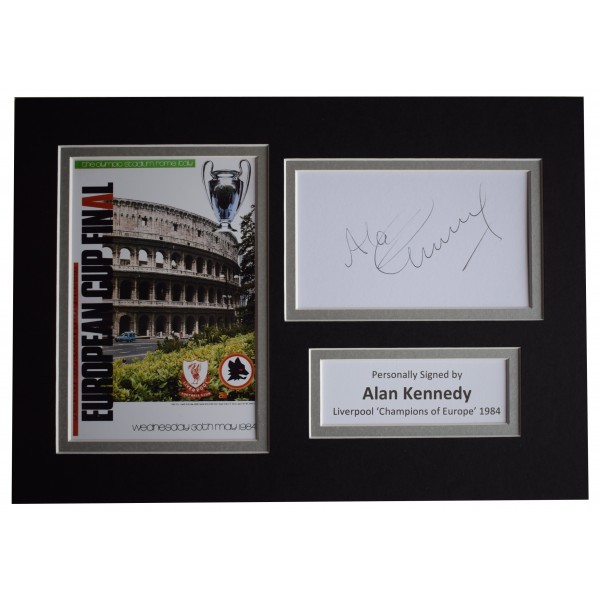 Alan Kennedy Signed Autograph A4 photo display Liverpool European Cup 1984 Perfect Gift Memorabilia	