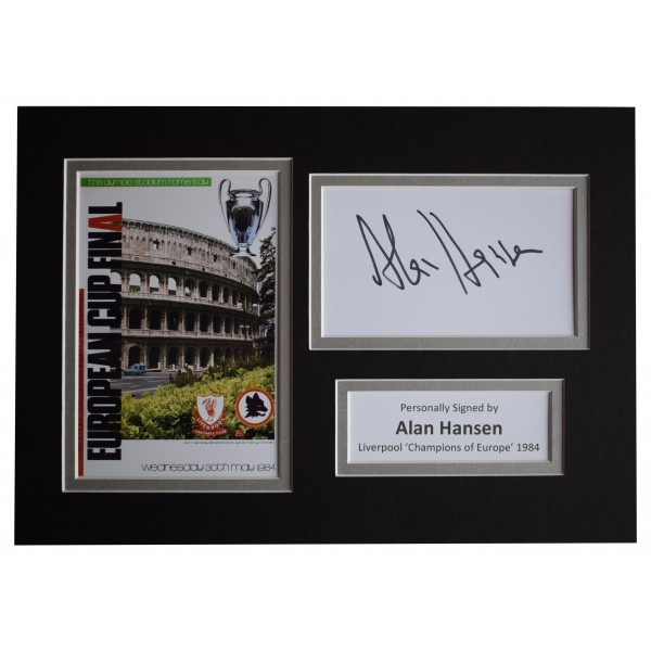 Alan Hansen Signed Autograph A4 photo display Liverpool European Cup 1984 Perfect Gift Memorabilia	