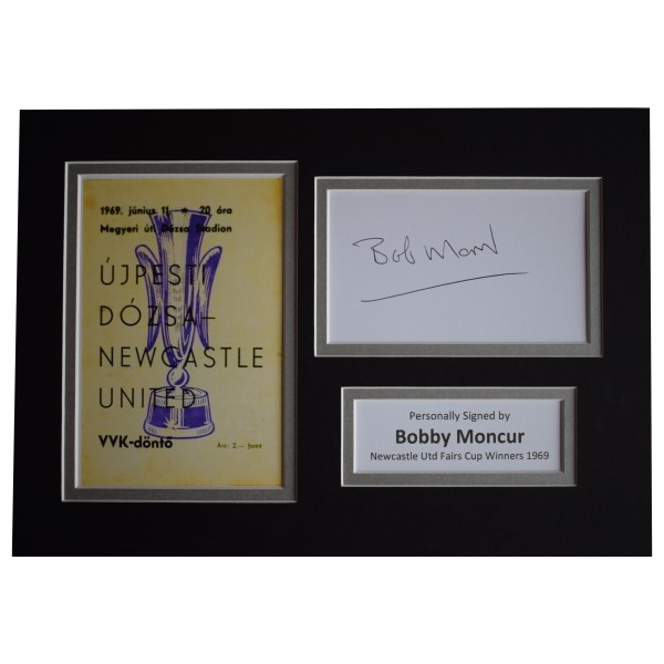 Bobby Moncur Signed Autograph A4 photo display Newcastle Fairs Cup Winners 69 Perfect Gift Memorabilia	