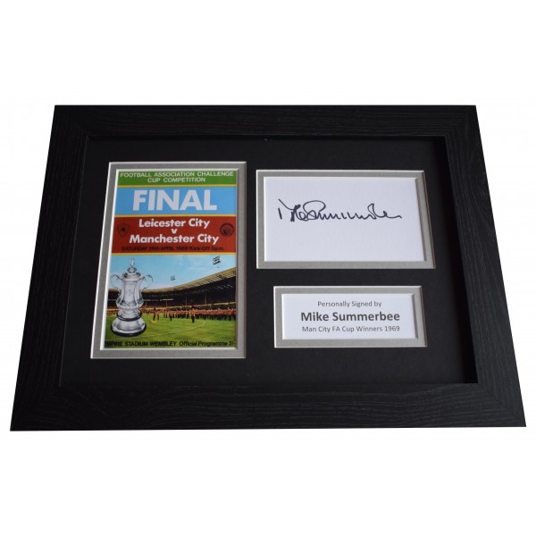 Mike Summerbee Signed A4 Framed Autograph Photo Man City FA Cup Winners 1969 Perfect Gift Memorabilia	