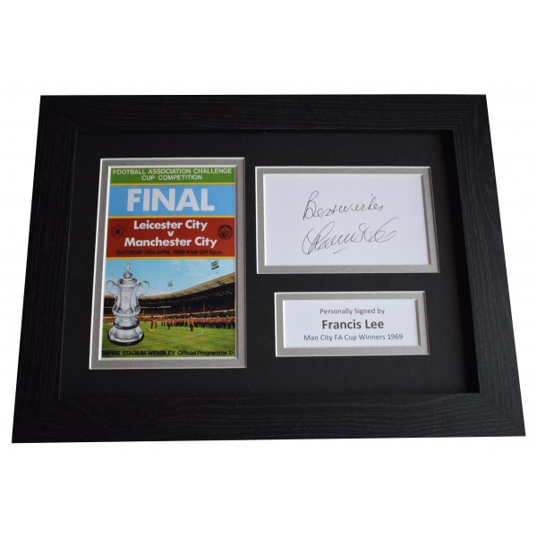 Francis Lee Signed A4 Framed Autograph Photo Display Man City FA Cup Winners 69 Perfect Gift Memorabilia	