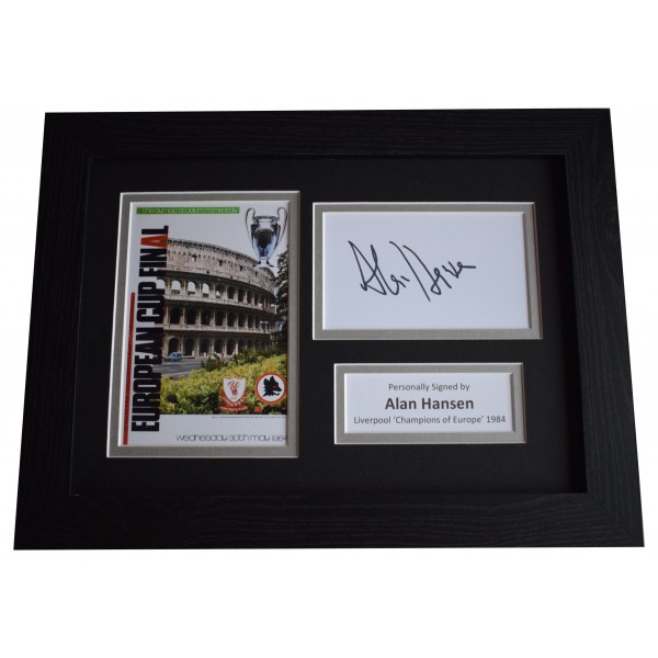 Alan Hansen Signed A4 Framed Autograph Photo Liverpool European Cup Winners 84 Perfect Gift Memorabilia	