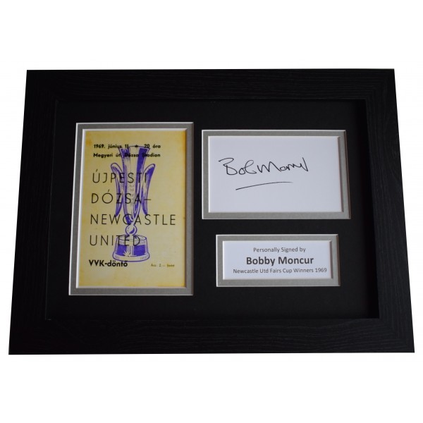 Bobby Moncur Signed A4 Framed Autograph Photo Newcastle Utd Fairs Cup Winners 69 Perfect Gift Memorabilia		