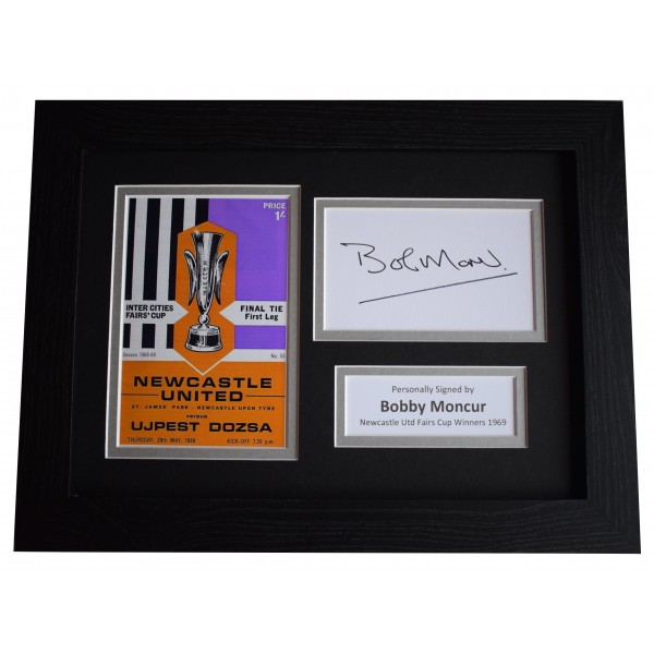 Bobby Moncur Signed A4 Framed Autograph Photo Newcastle Utd Fairs Cup Winners 69 Perfect Gift Memorabilia		