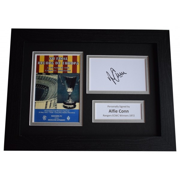 Alfie Conn Signed A4 Framed Autograph Photo Rangers ECWC Cup Winners 1972 Perfect Gift Memorabilia