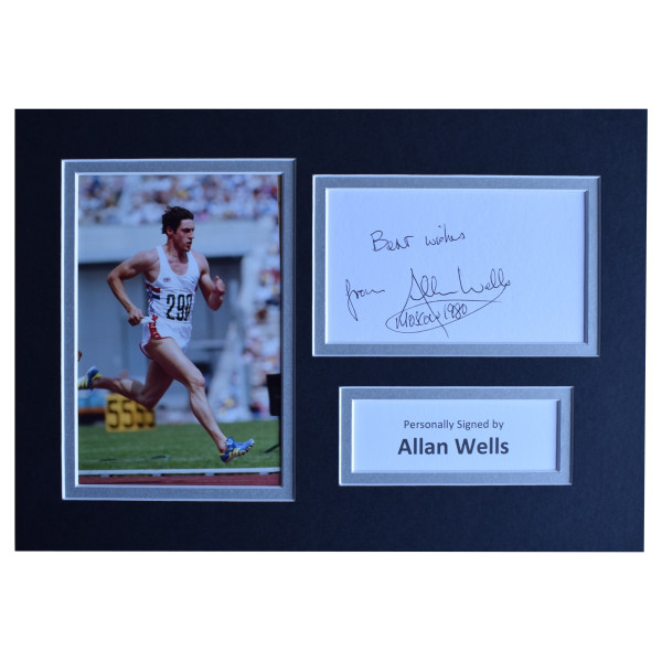 Allan Wells Signed Autograph A4 photo display Olympic Athletics AFTAL COA Perfect Gift Memorabilia	