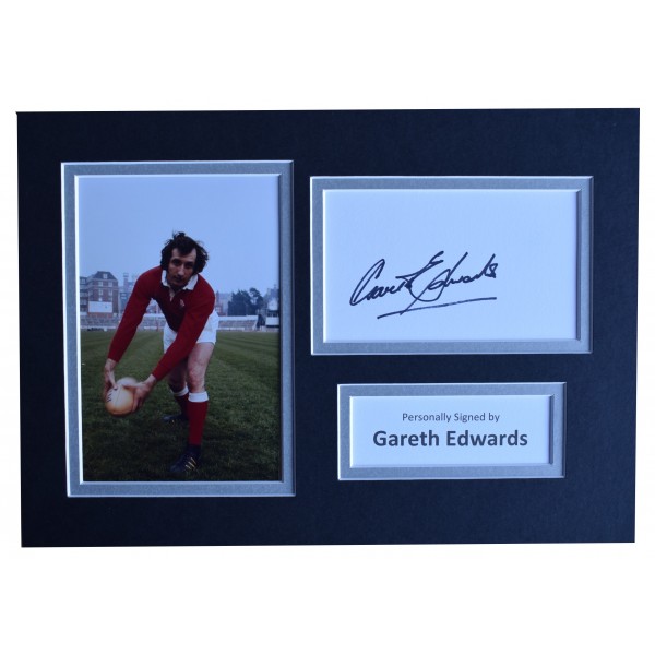 Gareth Edwards Signed Autograph A4 photo display Wales Rugby AFTAL COA  Perfect Gift Memorabilia		