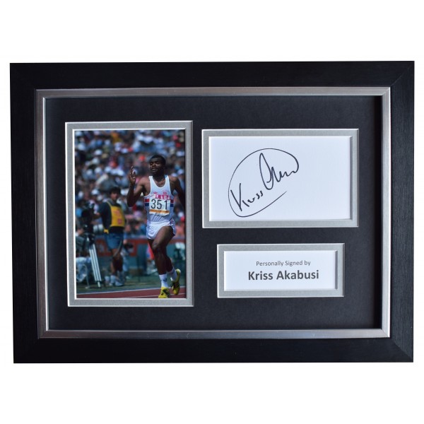 Kriss Akabusi Signed A4 Framed Autograph Photo Display Olympic Hurdles COA Perfect Gift Memorabilia	